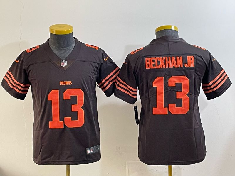 Youth 2025 Nike Cleveland Browns #13 Beckham jr brown Retro Limited NFL Jersey style 01->youth nfl jersey->Youth Jersey